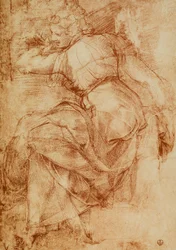 Studie für die Libysche Sibylle an der Decke der Sixtinischen Kapelle, Michelangelo. Gabinetto dei Disegni e delle Stampe, Uffizien, Florenz